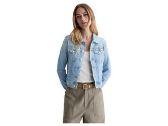 AG - Adriano Goldschmied Robyn Fitted Denim Jacket Womens Vest Kings River : SM (US 2-4), Cotton/Denim/Elastane