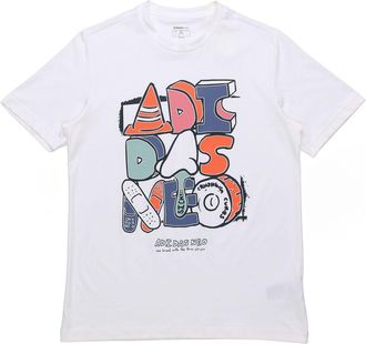 adidas neo M Ssfv5 Tee1 Funny Printing Logo Sports Cotton Round Neck Short Sleeve White GP4864