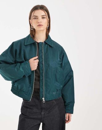 Asos Giacca bomber in nylon blu ottanio-Verde