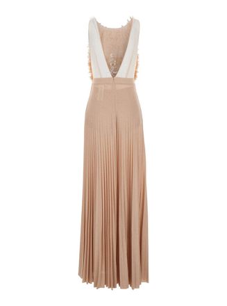 Elisabetta Franchi Womens Long Dress Beige Viscose Blend