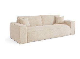 Vente-Unique Sof&aacute; cama de 4 plazas expr&eacute;s en tela beige - Cama de 160 cm - Colch&oacute;n de 13 cm viscoel&aacute;stico - AMELIA