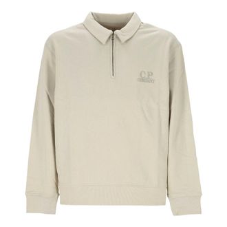 C.P. Company Felpa con zip corta in pile a coste diagonali - - Sweatshirts & Hoodies - Uomo - Beige - L