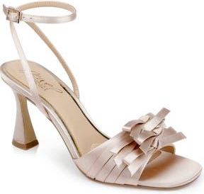Badgley Mischka Flory Ankle Strap Sandal in Beige Satin at Nordstrom Rack, Size 9.5