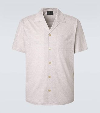 Brioni Striped linen and cotton shirt