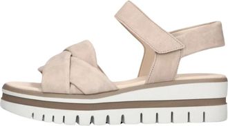Gabor Beige Gevlochten Sandalen met Enkelbandje - Dames - Sandalen - Beige - 40 1/2 EU - Su&egrave;de - Schoenen
