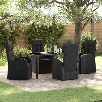 vidaXL Conjunto De Comedor De Jard&iacute;n 5 Pcs Negro Rat&aacute;n Sint&eacute;tico Vidaxl