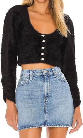 For Love & Lemons Anastasia Cropped Cardigan In Black
