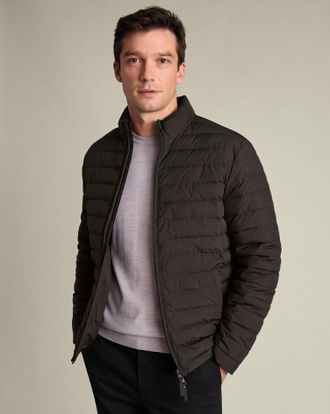 CHARLES TYRWHITT Lightweight Quilted Polyester Jacket - Chocolate Brown Size Large by Charles Tyrwhitt