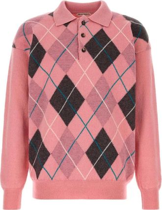 J.W.Anderson Wollen poloshirt - Heren - Ronde hals truien - Roze - L - Wol - Truien & Vesten