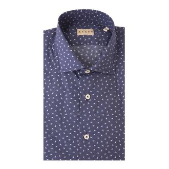 Xacus Washed-Shirt 748Ml - Heren - Casual Overhemden - Blauw - M - Leer - Overhemden