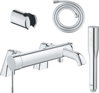 GROHE Conjunto Mezclador Mec&aacute;nico Grohe Essence Con Elevadores + Teleducha Vitalio Get Stick De 1 Chorro + Latiguillo De 1750 Mm Y Soporte