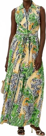 Lilly Pulitzer Marria Stretch Maxi Dress In Multi Palm Prowl Engineered Woven Shirtdress