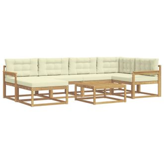 vidaXL Conjunto De Sof&aacute;s De Exterior 7 Pcs Blanco Y Crema Vidaxl