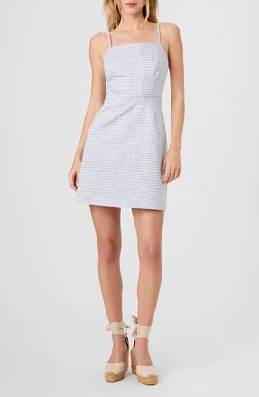 French Connection Plaid Sheath Minidress in Summer White-Indigo at Nordstrom, Size 10