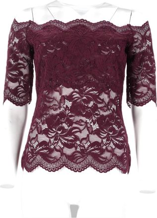 Paco Rabanne Off-Shoulder Semi-Sheer Floral Lace Top
