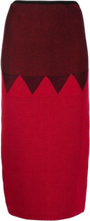 Jean Paul Gaultier 1987 zigzag knit midi skirt - women - Polyamide/Elastane/Virgin Wool - 40 - Red