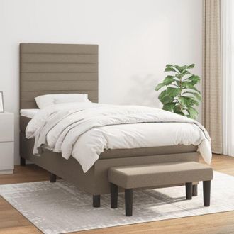 vidaXL Vidaxl - Cama Box Spring Con Colch&oacute;n Tela Gris Taupe 90x190 Cm