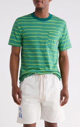 Gotha EKG Stripe Cotton Pocket T-Shirt in Bottle Green at Nordstrom Rack, Size Xx-Large