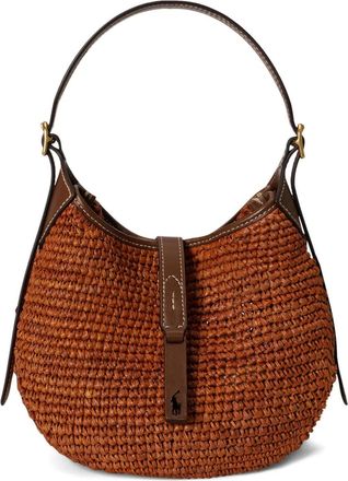 Polo Ralph Lauren raffia shoulder bag - women - Raffia/Calf Leather - One Size - Brown
