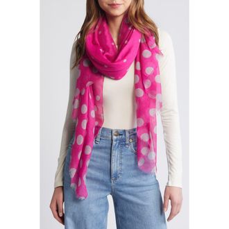 Tasha Polka Dot Scarf in Pink/Grey at Nordstrom