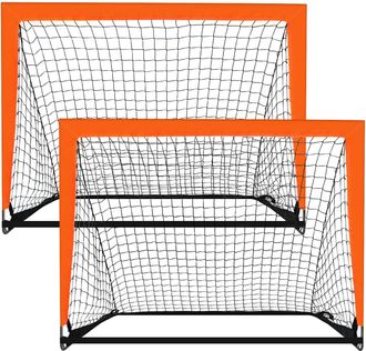 OEM Juego De 2 Porter&iacute;as De F&uacute;tbol Port&aacute;tiles Para Ni&ntilde;os, Para Jard&iacute;n, Uso Interior Y Exterior, Color Naranja