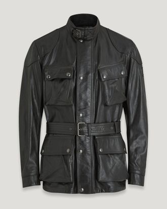 Belstaff Trialmaster Panther Jacket Mens Hand Waxed Leather Black Size UK 34