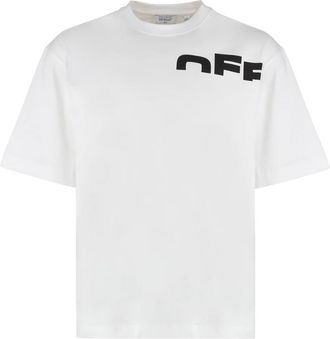Off-white Geribbelde crew-neck T-shirt in katoen - Heren - T-shirts - Wit - L - Katoen - Tops