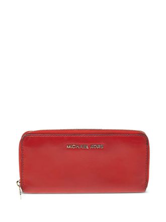 Michael Kors pre-owned leather zip wallet - women - Leather - One Size - Red