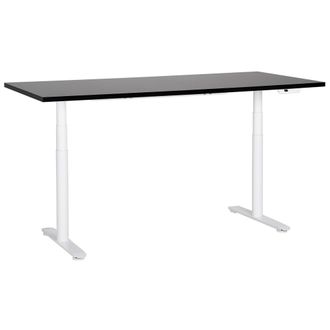 Beliani Beliani - Escritorio De Altura Regulable El&eacute;ctrico Dise&ntilde;o Moderno Patas Redondas 180 X 80 Cm Tablero Negro Soporte De Acero Blanco Destinas