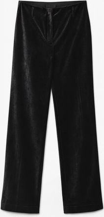 Forte_Forte Womens Stretch Velvet Flared Trousers In Noir Black