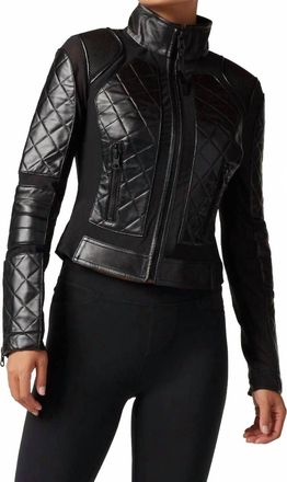 Blanc Noir Classic Leather Mesh Moto Jacket In Black