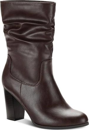 Style & Co. Style & Co Saraa Slouch Boot Women Brown Block Heel Mid-Calf Booties LION212