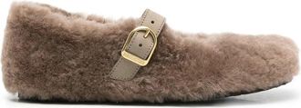 Birkenstock Santa Clarita Shearling-trim Buckle-strap Ballet Flats