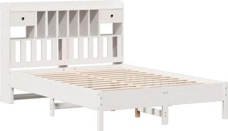vidaXL Cama Con Estanter&iacute;a Sin Colch&oacute;n Madera Maciza Blanca 140x200 Cm Vidaxl