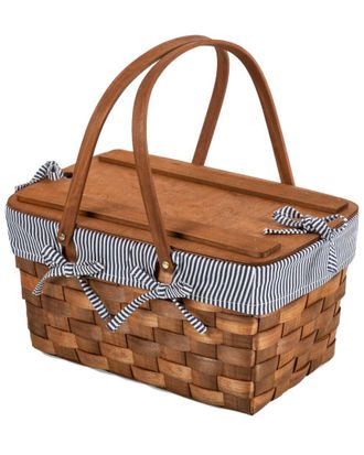 Picnic Time Dnu Picnic Time Kansas Stripe Handwoven Wood Picnic Basket