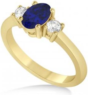 Allurez Oval Blue Sapphire & Diamond Three-Stone Engagement Ring 14k Yellow Gold (1.20ct)