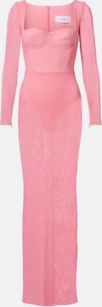 Alex Perry Abito lungo in mesh semitrasparente