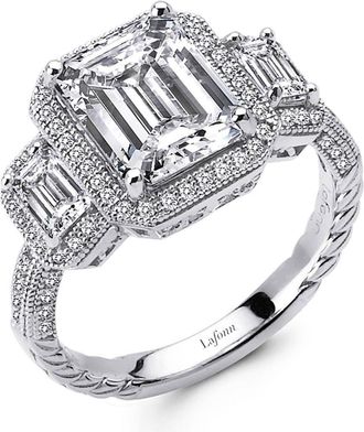 Lafonn Lassaire Three Stone Ring in Silver at Nordstrom, Size 8