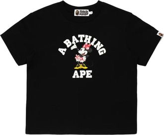 A Bathing Ape (WMNS) A Bathing Ape x Disney Minnie Mouse College Relaxed Mini T-Shirt Black 0ZXTEW907092Q-BLK