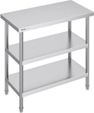 OEM Lebensmittel-zubereitungstisch Aus Edelstahl, 457 X 914 X 864 Mm Gewerblicher K&uuml;chenarbeitstisch, Mit 2 Verstellbaren Unterregalen, Robuster Zubereitu