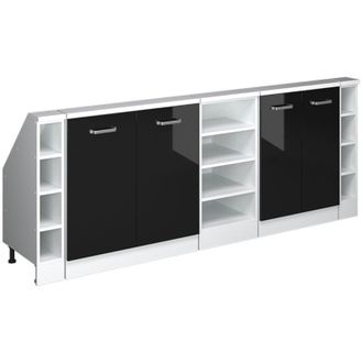 Vicco Conjunto De Armarios Para Techo Inclinado Rion, Roble Negro Alto Brillo/blanco, Lote De 5, Vicco