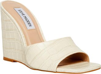 Steve Madden Veles Wedge Sandal Bone Croco VELE01S1 Womens
