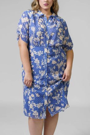 Mar&eacute;e Pour Toi Clip Dot Shirtdress In Dusty Blue