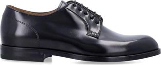 Green George Klassieke Gepolijste Leren Derby Schoenen - Heren - Nette schoenen - Zwart - 43 EU - Leer - Schoenen