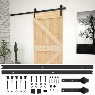 vidaXL Puerta Corredera Natural Y Negro 100 X 210 Cm Vidaxl
