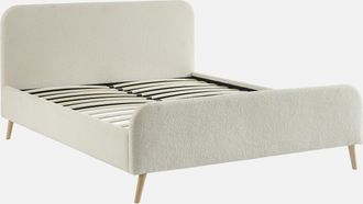 Sweeek Sweeek - Letto Con Rete E Testiera Imbottita Boucl&eacute;, 160 Cm