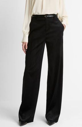 Vince High Waist Wide Leg Velvet Pants in Black at Nordstrom, Size 12