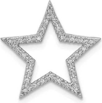 Diamond2Deal 14k White Gold 1/10 carat Diamond Star Chain Slide