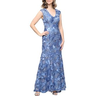 Alex Evenings Sleeveless Sequin Soutache Gown in Brush Periwinkle at Nordstrom, Size 12