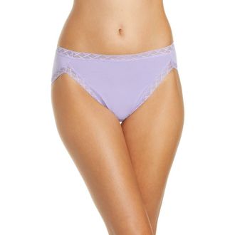 Natori Bliss Cotton French Cut Briefs in Violet Tlp at Nordstrom, Size Xx-Large
